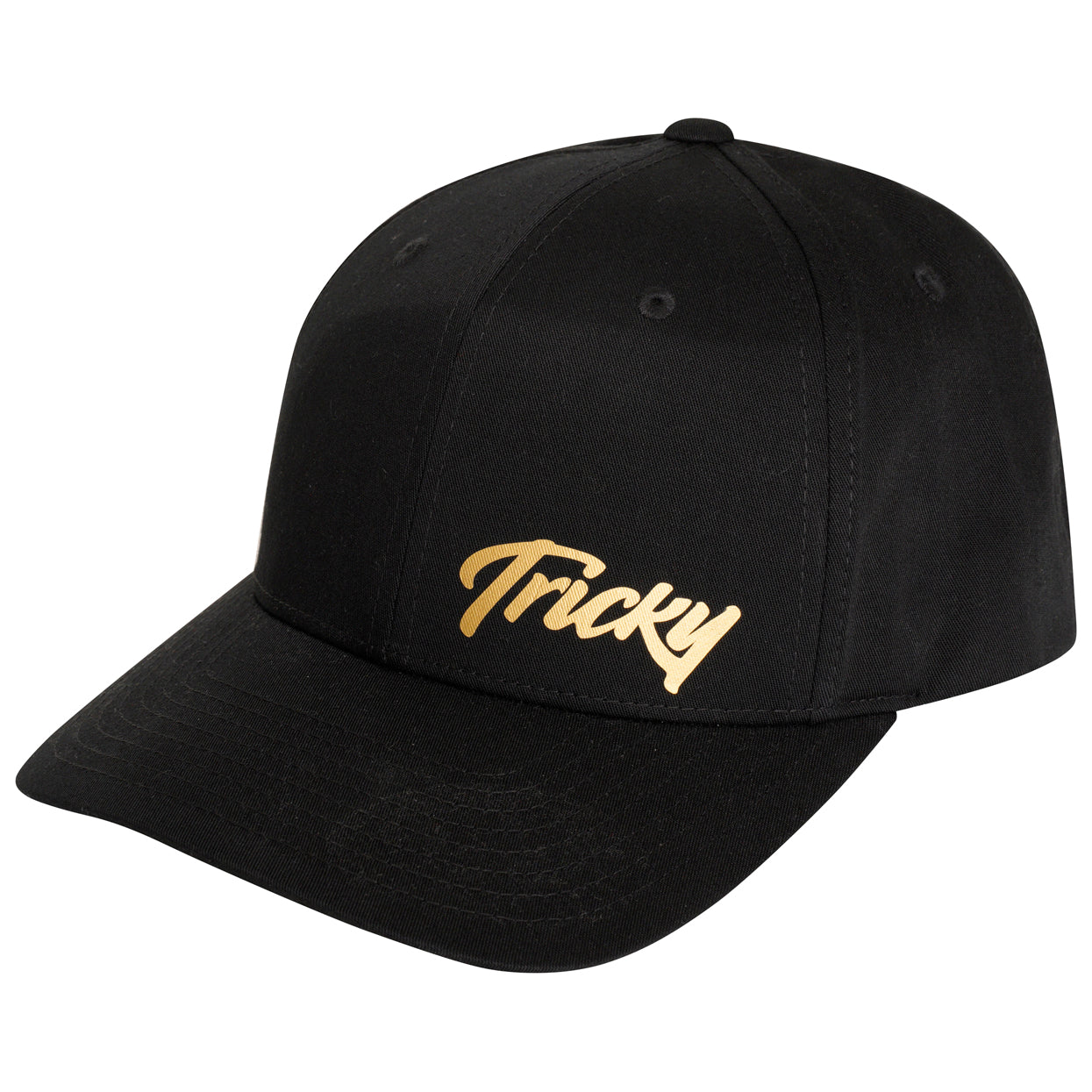 Tricky Rapper Logo TRICKY SMALL LOGO COTTON 6 PANEL CAP BLACK GOLD – Tricky Clothing