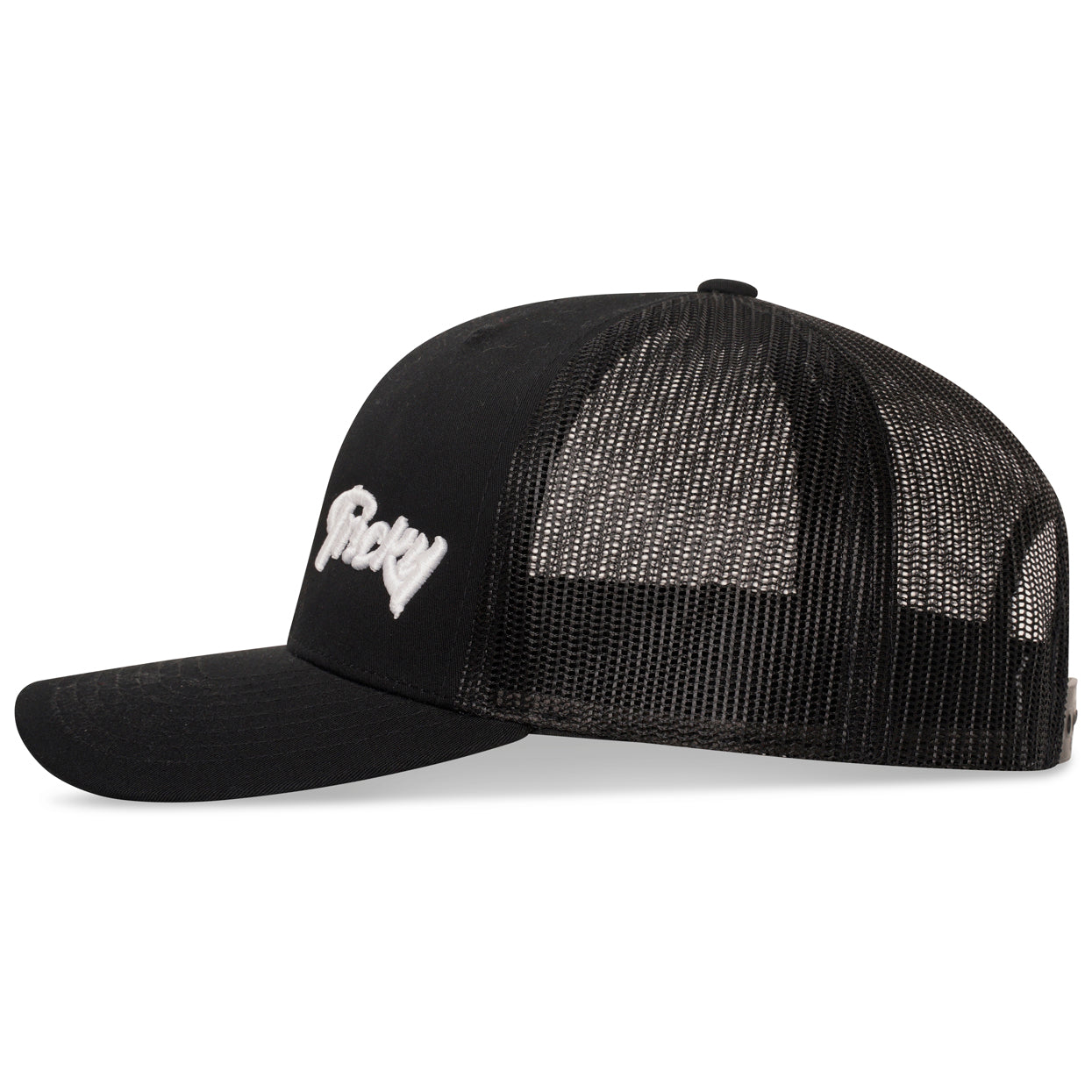 TRICKY SMALL LOGO 6 PANEL MESH TRUCKER CAP BLACK