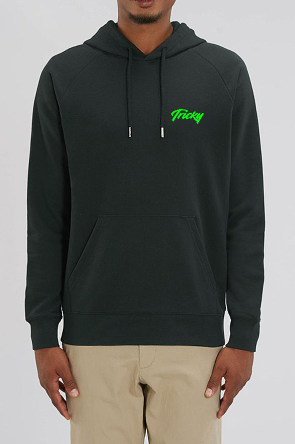 ORIGINAL CHEST LOGO HOODED TOP BLACK NEON GREEN